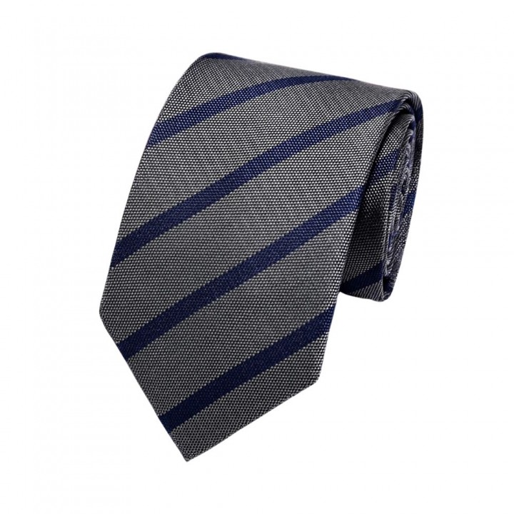 Cà vạt hoa văn kẻ chéo xám xanh- 147*7,5 cm